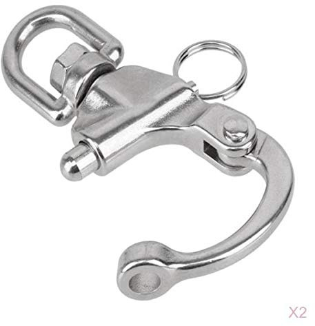 Luzhengyang Grillete giratorio de acero inoxidable 304 resistente para barcos marinos, paquete de 2 - Clip de presión contra la corrosión con pequeño giro para kayak, canoa y navegación