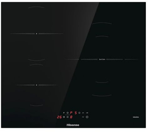 Hisense HI6321BSOLCE - Placa Inducción 3 zonas, 1 con foco gigante 32 cm, 2 conectadas entre si área Bridge, encimera de 60 cm, bloqueo infantil y terminación biselada