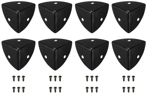 sourcing map 8 Pcs Decorative Box Corner Cover, 28mm Metal Edge Guard, Furniture Corner Edges Protector with Screws, Black