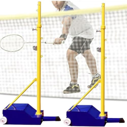 ZHPPED Pali da Pallavolo/Badminton, Badminton Mobile con Rete Tipo Box con Ruote Supporto in Acciaio con Base Stabile per Uso Interno Ed Esterno, Altezza: 1,55 M-2,1 M