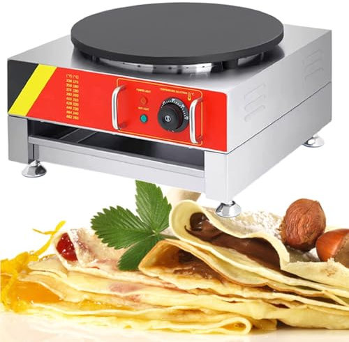 Crepera EléCtrica Comercial De 16 Pulgadas Con Calentador Tipo CajóN, SartéN Antiadherente Para Crepes, Placa Calefactora Individual Con Control De Temperatura Ajustable Para Roti,110V