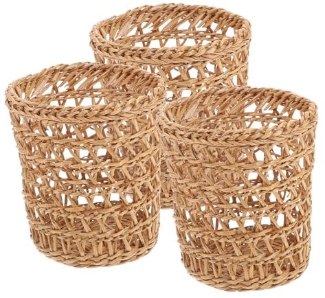 WATIIFUFU 3pezzi Portabicchieri Intrecciati Rattan Copertura per Tazze Design per Matrimoni Vintage e all Colori