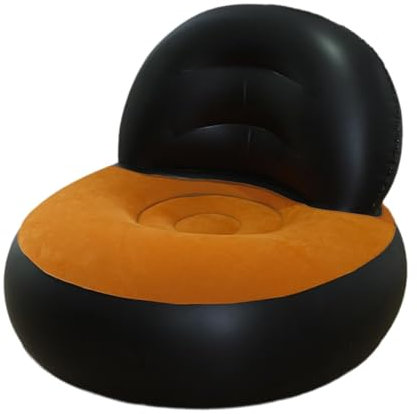 Colcolo Aufblasbares Sofa, verdicktes L-förmiges Lazy Sofa, tragbarer aufblasbarer Lounge-Sessel, Luftcouch für Zuhause, Reisen, Outdoor-Aktivitäten, Orange Und Schwarz