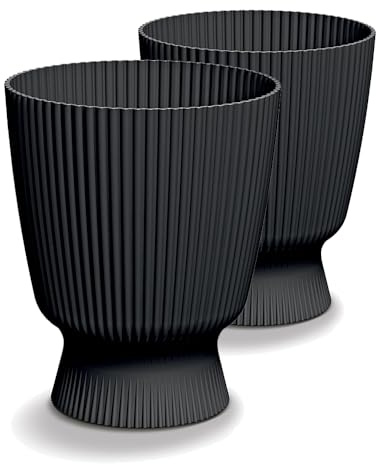 Tymar Blomkruka, set med 2 runda prydnadskrukor (DBMIS svart, Ø 22 cm)