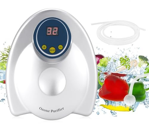 Ozone Generator for Water,Household Negative Ion Purifier for Water and Air,600 mg/h Fruit and Vegetable Meat Cleaning Ozone Machine with 2 Pack Air Stones,Odor Eliminator for Home,Kitchen