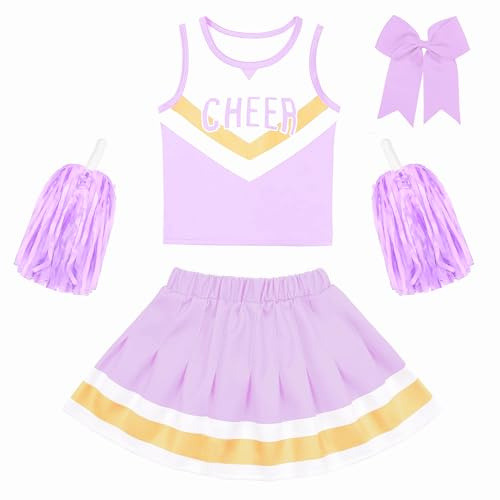 Gigoitly Cheerleader Costume for Girls Blue Cheerleading Outfit for Kids Cheer Up Party Halloween Cosplay Birthday Gifts