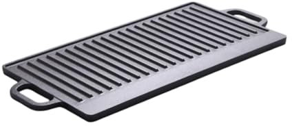 MagiDeal Poêle à Rayures à Rayures rectangulaires épaissis à Double Oreille à rôtissage rôtissoire en Fer pour Le Camping Utiliser Les fêtes de Petit-déjeuner