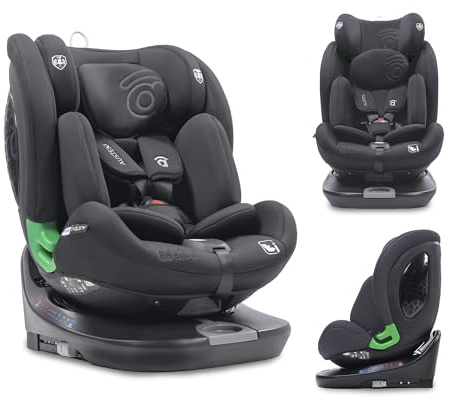 Asalvo AUSTEN 3 Silla de Auto i-Size (40-150 cm), Giratoria 360º con Reclinado, A Contramarcha y En Sentido de la Marcha, Con Isofix y Top Tether, Gris