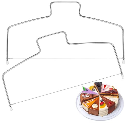 YUNYU Juego de 2 cortadores niveladores de pasteles de acero inoxidable, cortador de pasteles profesional y herramienta niveladora de pasteles para hornear, 31,8 x 16 cm, herramienta de nivelación de
