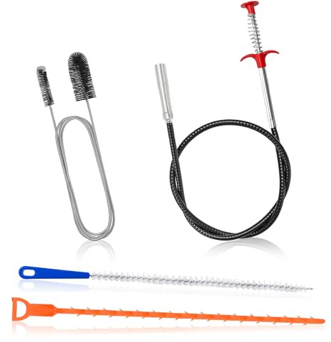 4 Pièces Kit Débouchage Canalisation avec Brosse de Nettoyage Tuyau,Pince a Griffe Flexible,Brosse Canalisation pour Lavabo Furet,Cuisine Salle de Bain (4 Stück)