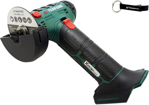 HEADNMORE Bundle Parkside PWSAM 20-Li - Amoladora angular con batería (20 V, sin batería) + llavero HEADNMORE