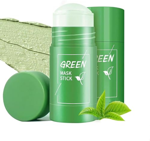 2 Stück Green Tea Mask Stick - Grüne Tee Maske für Tiefenreinigung, Green Tea Clay Mask Stick, Porenverfeinerung und Feuchtigkeitsbalance, Entfernt Mitesser Removes Blackheads, Für Alle Hauttypen
