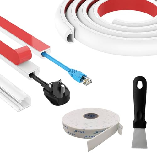 DifenzuSJ 3M Goulotte de Câbles en Silicone Autocollante, Cache-Câble Blanc Demi-Rond Flexible, Exclusivement pour 1 Câble, Cache Fil pour Mur/Sol/Plinthe/TV, Protection de Fils Électriques