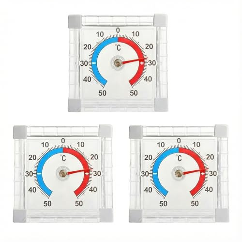 GOOGO 3-pack självhäftande utomhustermometer fönster, väderbeständig fönstertermometer, exakt temperaturmätning för inomhus- och utomhusbruk