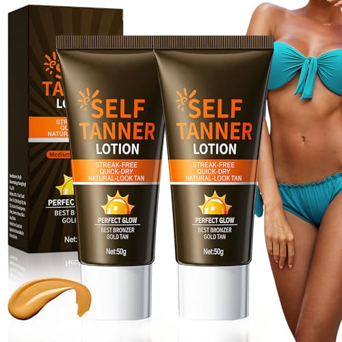 2 pcs Autobronceador Corporal Intenso,Loción corporal autobronceadora,mantiene la hidratación de la piel,Crema Autobronceadora Corporal,natural y uniforme,Acelerador del Bronceado 50g