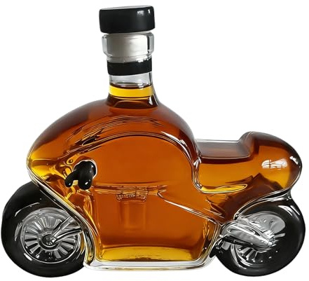 Botella de para whisky, decantador de motocicleta de 300 ml, botella de whisky de vidrio en forma de motocicleta para almacenamiento de alcohol, bar en casa, restaurantes, hoteles