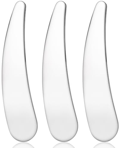 Thinp 3 stycken kosmetiska spatlar, mini sminkspatel i rostfritt stål återanvändbar mini metall makeup spatel kosmetisk spatel för kräm, mini masker pensel, kosmetika metall spatel, beauty scoop