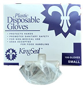 KingSeal 10,000 Count Embossed Poly Foodhandling Gloves, Powder-Free, Quick Change, Size Small, Bulk Pack Envelope-Style Dispenser - 10 Boxes x 1000