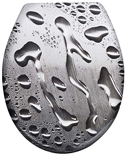 LZQ WC Sitz mit absenkautomatik Toilettensitz Toilettendeckel inkl. Montagematerial aus Hartplastik, 45 x 38cm, Wassertropfen