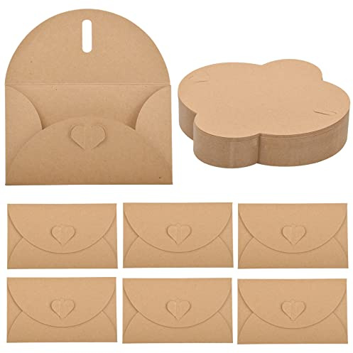 Pinsheng 100 Piezas Sobres Papel Kraft Pequeños, Tarjeta de Felicitación e Invitaciones de Boda, Sobres para Regalo, Tarjeta de Visita, Kraft Vintage para Postales y Regalos