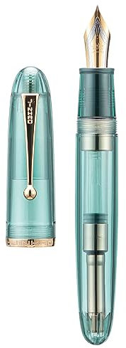 Jinhao 9019 Füllfederhalter, Dadao Serie #8, mittlere Feder, hellblauer, transparenter Acrylschaft mit goldenem Clip, großer Schreibstift