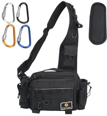 drado Angeltasche Sling Angeltasche, Wasserdicht und verschleißfest Angelrucksack für Angelzubehör(schwarz)