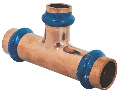 SOMATHERM FOR YOU, Té réduit cuivre à sertir FFF Ø14 Ø12 - Raccord indémontable certifié ATEC, pression max 16 bars, température max 95°C, joint d'étanchéité EPDM, profil V | Créez une dérivation indémontable et certifiée grâce à ce té réduit cuivre à sertir.