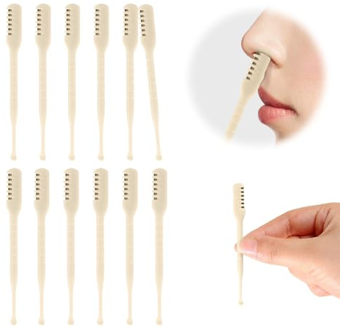 Dawmud Nasal Hair Cutter, 2025 Upgraded Portable Nose Hair Trimmer, Nose Hair Trimming Tweezers, Split Ends Hair Trimmer, Manual 360° Rotating Nostril Hair Removal for Men Women (12PCS Cream)