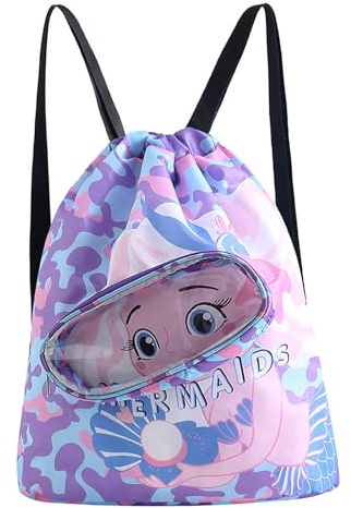 YUNCHONGuk Swimming Bags for Kids,Dry Wet Separation Swim Bag Kids,Drawstring Bags for Children,Sports Gym PE Bag,Waterproof Swimming Beach Backpack for Beach Pool School Gym Sports Travel
