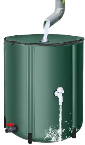 Barriles de Lluvia con Grifo, Contenedor de Almacenamiento de Agua Flexible de Gran Capacidad, Colector de Agua Plegable, para Resistencia a La Sequía, Riego(50L)