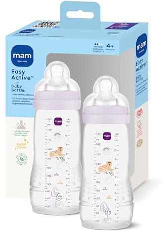 MAM Easy Active Babyflasche 2x 330 ml, 4+ Monate, Sauger Gr. 2, Tiger