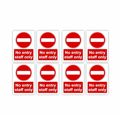 Small-Sized Multipack / 35x55mm Each (8-Pack) / No Entry Self-Adhesive Signage/Vinyl Decals Removable & Wipeable/Indoor or Outdoor Stickers/Gloss Finish /