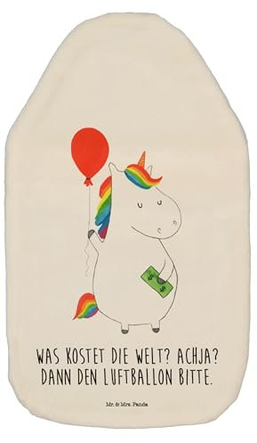Mr. & Mrs. Panda Wärmflasche Einhorn Luftballon - Geschenk, Freundin, Unicorn, Kleine Wärmflasche, Bettflasche, Freude, Kinderwärmflasche,