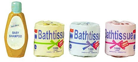 Dolls House 3 Toilet Tissue Rolls & Baby Shampoo Miniature Bathroom Accessory