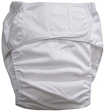 Super große wiederverwendbare Windel für Erwachsene und Behinderte, größenverstellbarer TPU-Mantel ABDL wasserdichte Inkontinenzhose Unterwäsche Under,Weiß