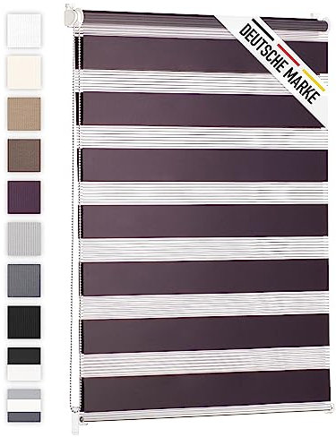 Blumtal Doppelrollo 60 x 155-195cm - Klemmfix Rollo, Rollos für Fenster ohne Bohren, Klemmrollo für Fenster & Türen, Seitenzugrollo, Lila