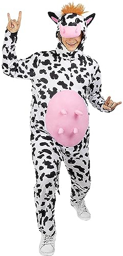 Funidelia | Disfraz de vaca para hombre y mujer Animales, Granja - Disfraz para adultos y divertidos accesorios para Fiestas, Carnaval y Halloween - Talla L - XL - Blanco