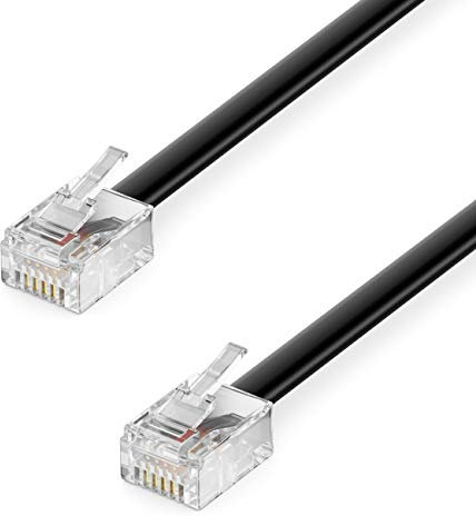 deleyCON 0,5m Telefonkabel RJ11 Modularkabel 6P4C Westernkabel RJ11 auf RJ11 Stecker Flachkabel Telefondose Modem Router Fax ISDN DSL VDSL Internet Schwarz