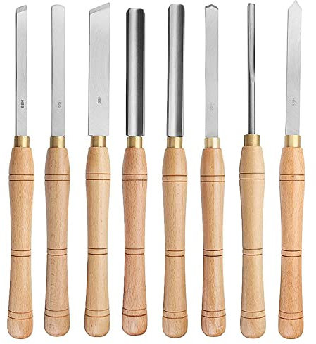 ZPYXBH Drechselwerkzeuge HSS Drechseleisen Profi Drechselmesser Holz Drechselwerkzeug Drehmeißel Hochgeschwindigkeitsstahl Meißel Stecheisen Satz 8 Stück Für Profis Oder Bastler Holzbearbeitung