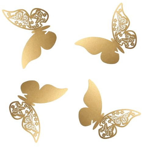 iKesoce Segnaposti di Farfalla Segnabicchiere di Festa Nuziale Segnaposto Segnatavolo Segnabicchiere Bomboniera per Matrimonio Compleanno Nascita Laurea Festa, Oro