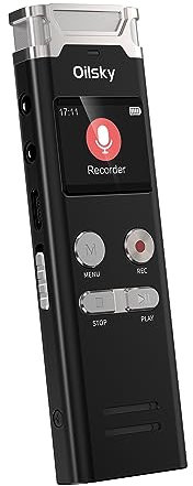 64GB Registratore Vocale, Registrazione ad attivazione vocale HD a 1536 kbps con Riduzione del Rumore, Oilsky Mini Registratore Audio Portatile Ricaricabile per Riunioni con MP3 Lettore