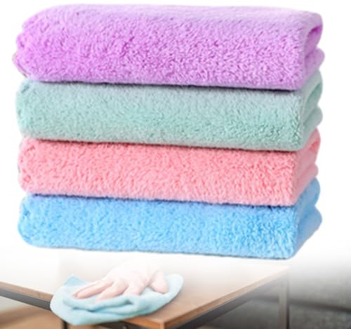 4Pack Face Cloths,Facial Wash Cloth,Face Towels Skin Cleansing for Kids/Adults/Women/Man,Coral Velvet Soft Towel,Body Clean Washcloth,Microfibre Remover Facecloths,Travel Squares Washing Washcloths