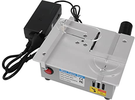 chennnls Mini scie de table faite à la main, pour le travail du bois, scie bancaire, modèle de bricolage, outil de coupe avec filet réglable, lame de scie circulaire HSS 63 mm (argentée)