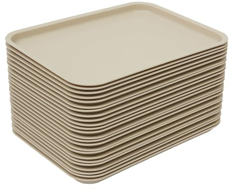 24 pièces Plateaux, Plateaux de service Empilables Plateaux pour fast-food pour restaurants rapides, cantines, cuisines, hôtels, restaurants, cafés 36 * 27 * 2 cm (Kaki)