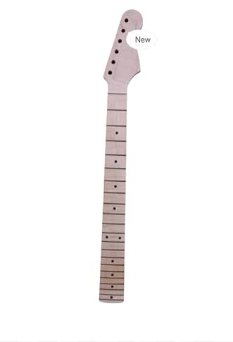 YoungMonic Unlackierter E-Gitarrenhals mit 21 Bünden, 64 cm, Flammenahorn-Punkt-Inlay für ST-Gitarrenteile, Ersatz (21 Bünde 64 cm), S15-2 MN