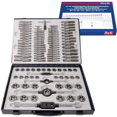 a+s Albrecht und Schulte 110 tlg. Gewindeschneider Set | Metrisch/Metrisch Fein Handgewindebohrer Satz, Schneideisen, Windeisen, Werkzeughalter, Schneideisenhalter | M2-M16 | MF6x0,75-MF 18x1,5