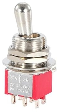 5Pcs SH T80-T Series Standard Lever Toggle Switch 12mm 5A 125VAC BIANMTSW(6PIN ON ON)