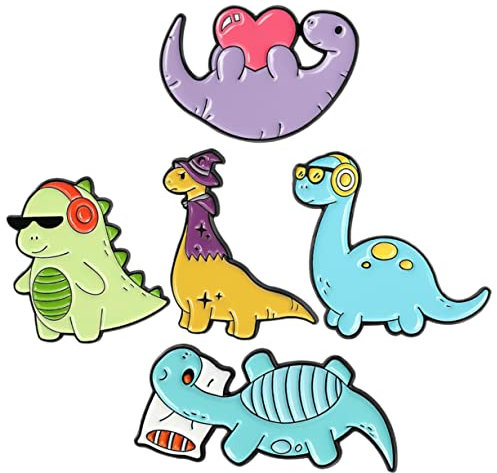 WRITWAA 5stücke Dinosaurier Brosche Teiliges Lustige Cartoon-anstecker Für Frauen Metallbroschen Für Bekleidung Taschen Und Accessoires Perfektes Für Jeden Anlass
