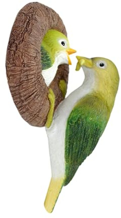 Dreuhuing Ornements d'oiseaux de jardin, statues de jardin mignonnes et créatives en résine, sculptures de jardin, statuettes d'animaux de jardin, accessoires de jardin pour tronc d'arbre, jardin