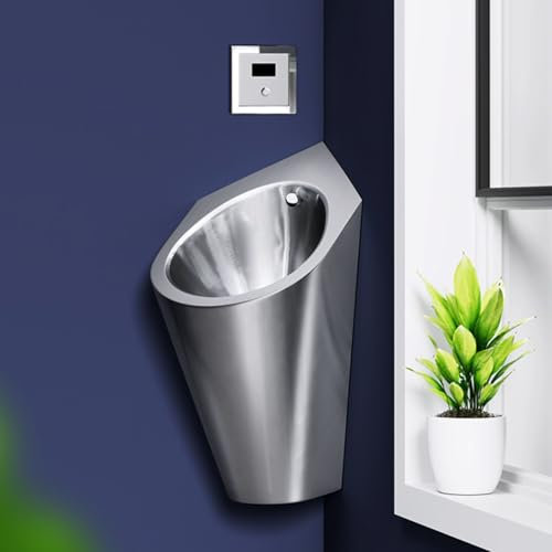 Urinoirs pour Hommes pour Toilettes, Urinoir Mural Acier Inox, Urinoir Mural Automatique Intelligent, Urinoir Anti-Débordement Pour Salle De Bain Domestique, Intérieur